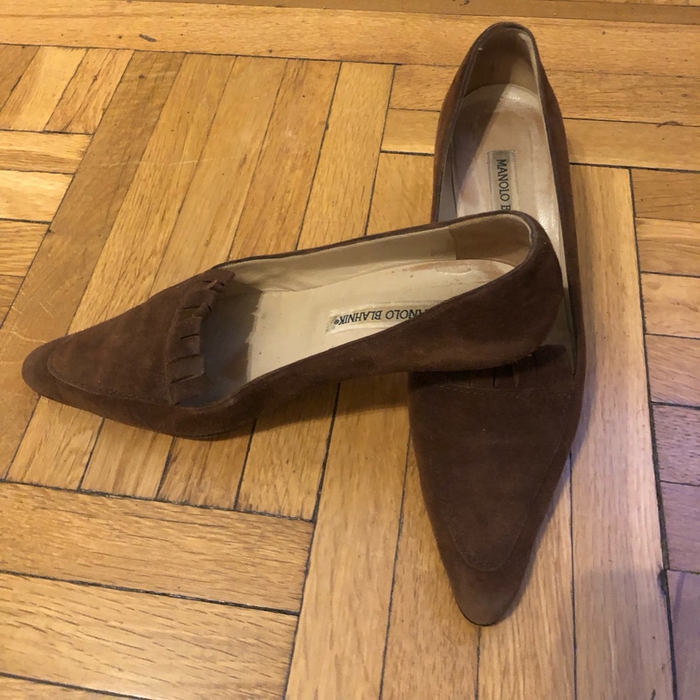 Vintage Manolo Blahnik brown suede pumps, IT 38, approx. US 8.5-9